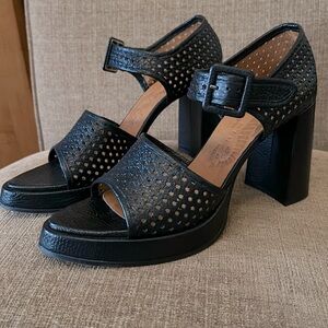 Chie Mihara Black Leather Heels NWOT